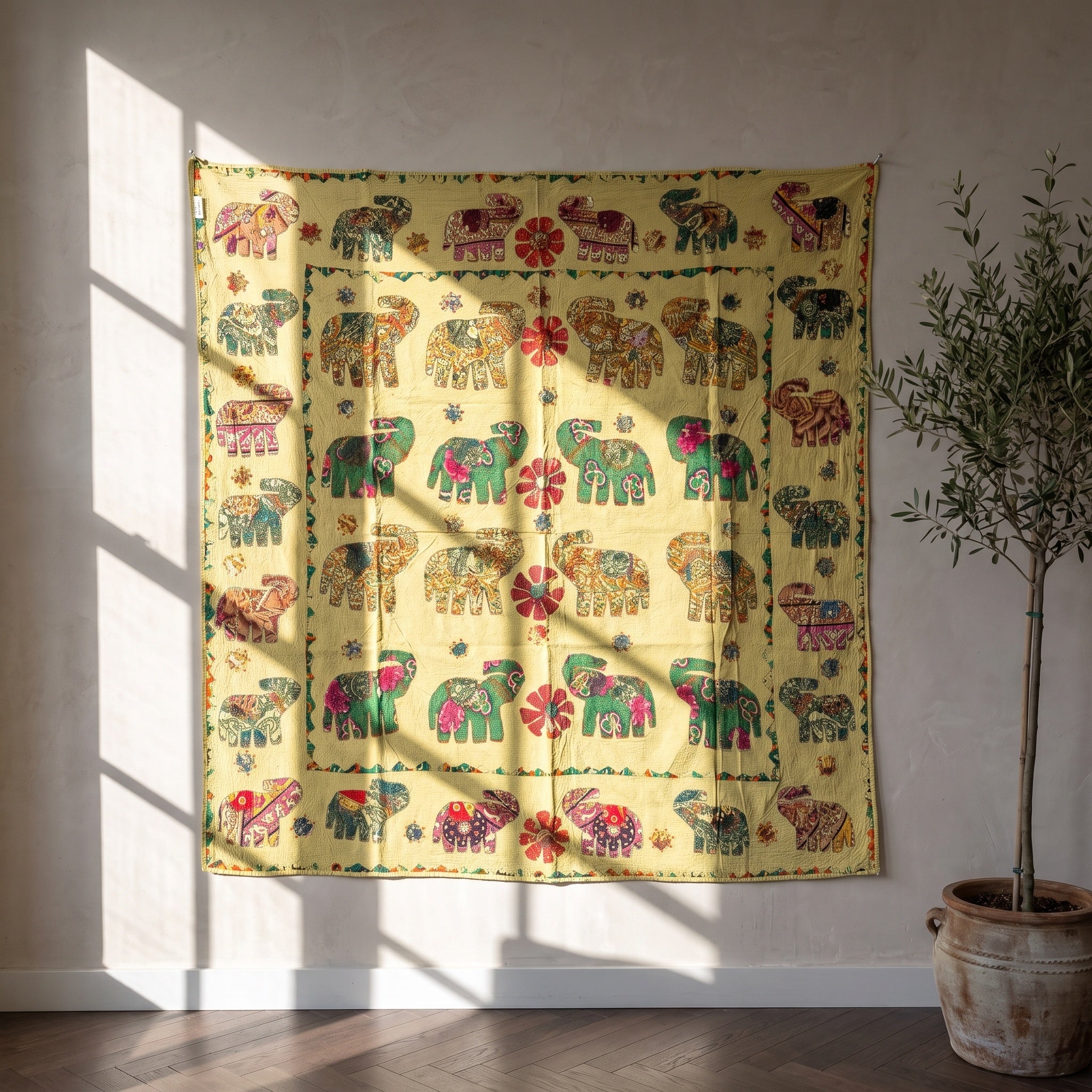 Tranquil Dawn Appliqué Pure Cotton Wall Hanging