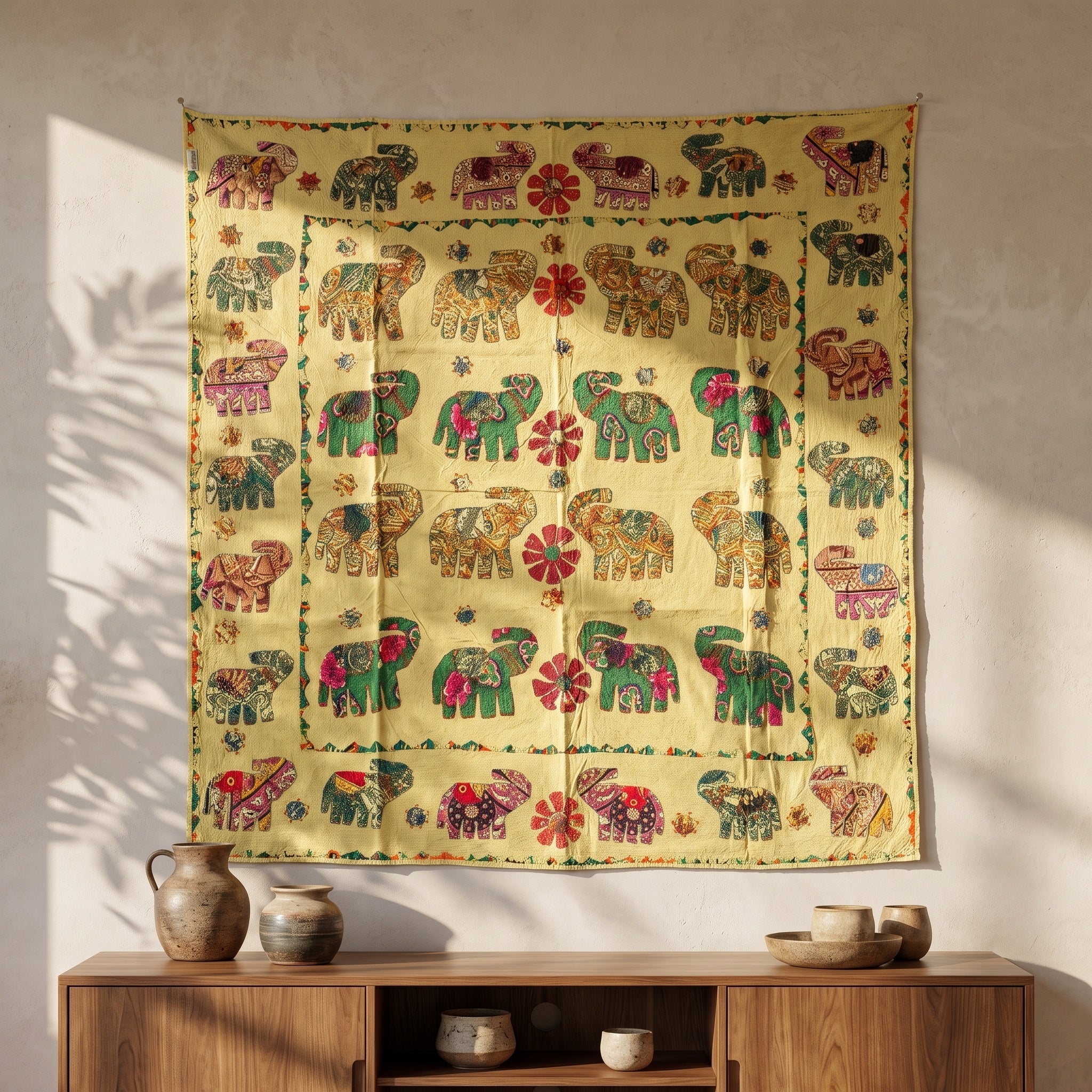 Tranquil Dawn Appliqué Pure Cotton Wall Hanging