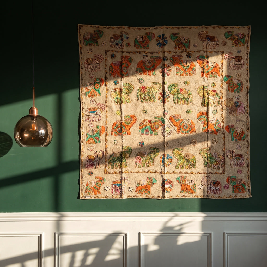 Hearth Indigo Appliqué Pure Cotton Wall Hanging