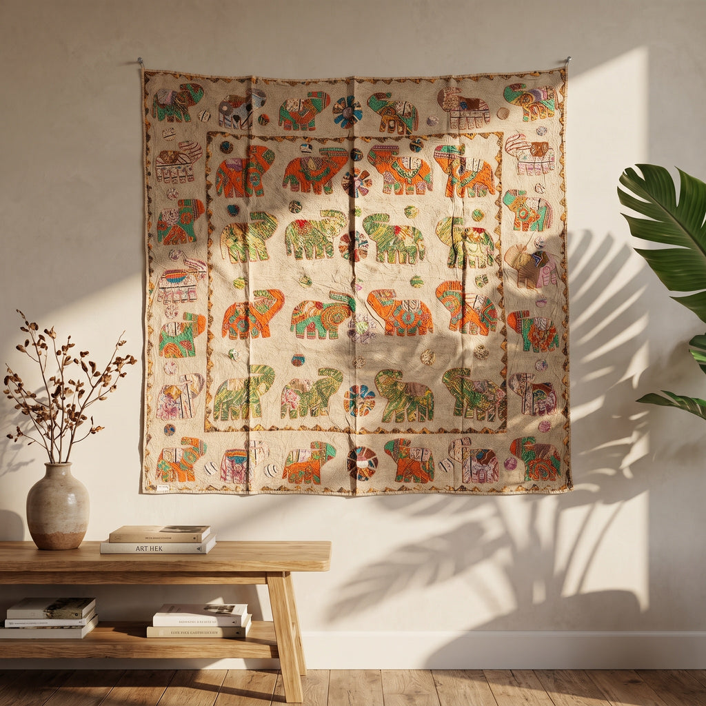 Hearth Indigo Appliqué Pure Cotton Wall Hanging