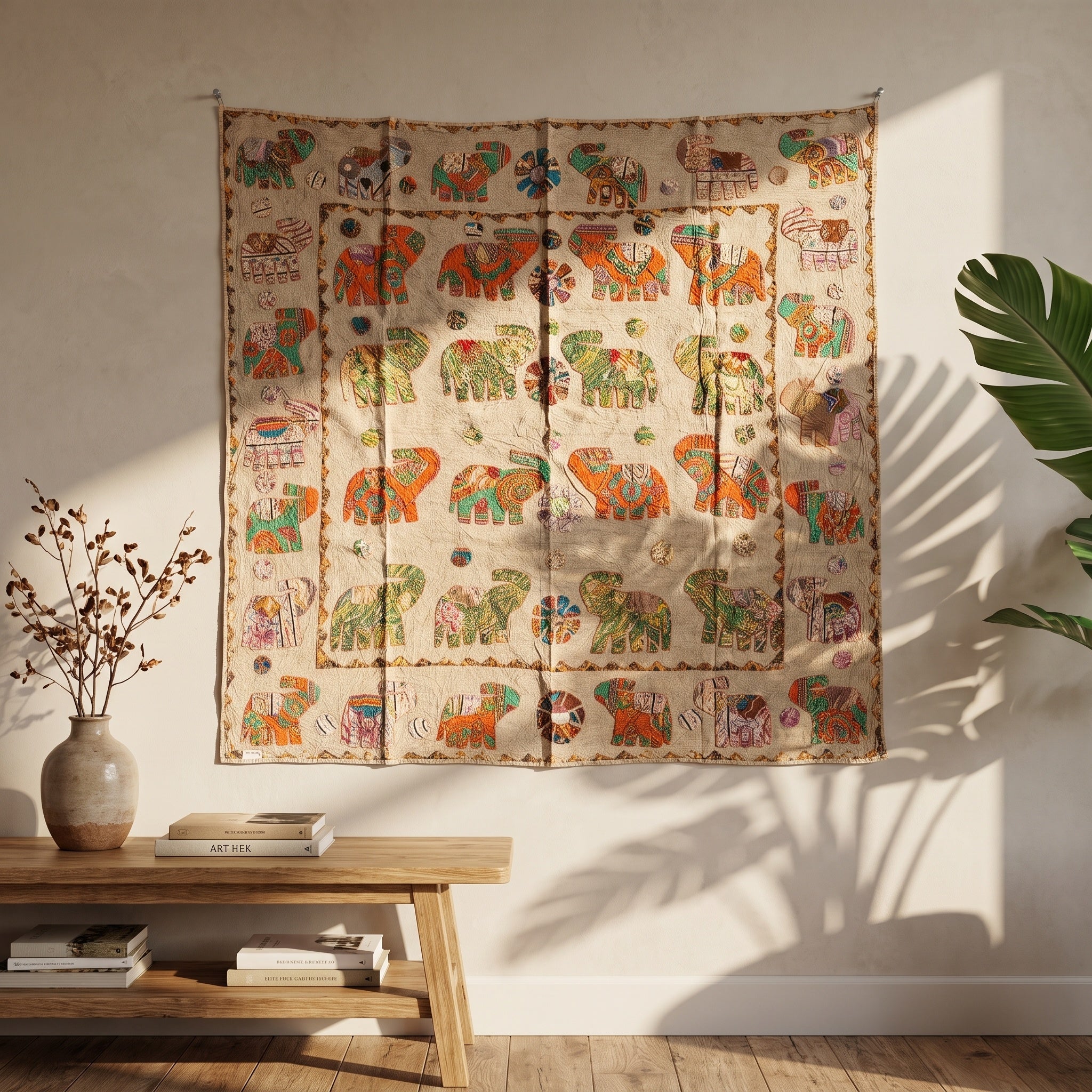 Hearth Indigo Appliqué Pure Cotton Wall Hanging