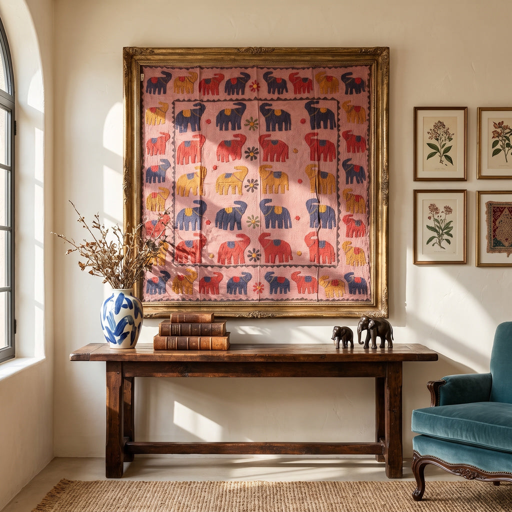 Serene Mist Appliqué Pure Cotton Wall Hanging