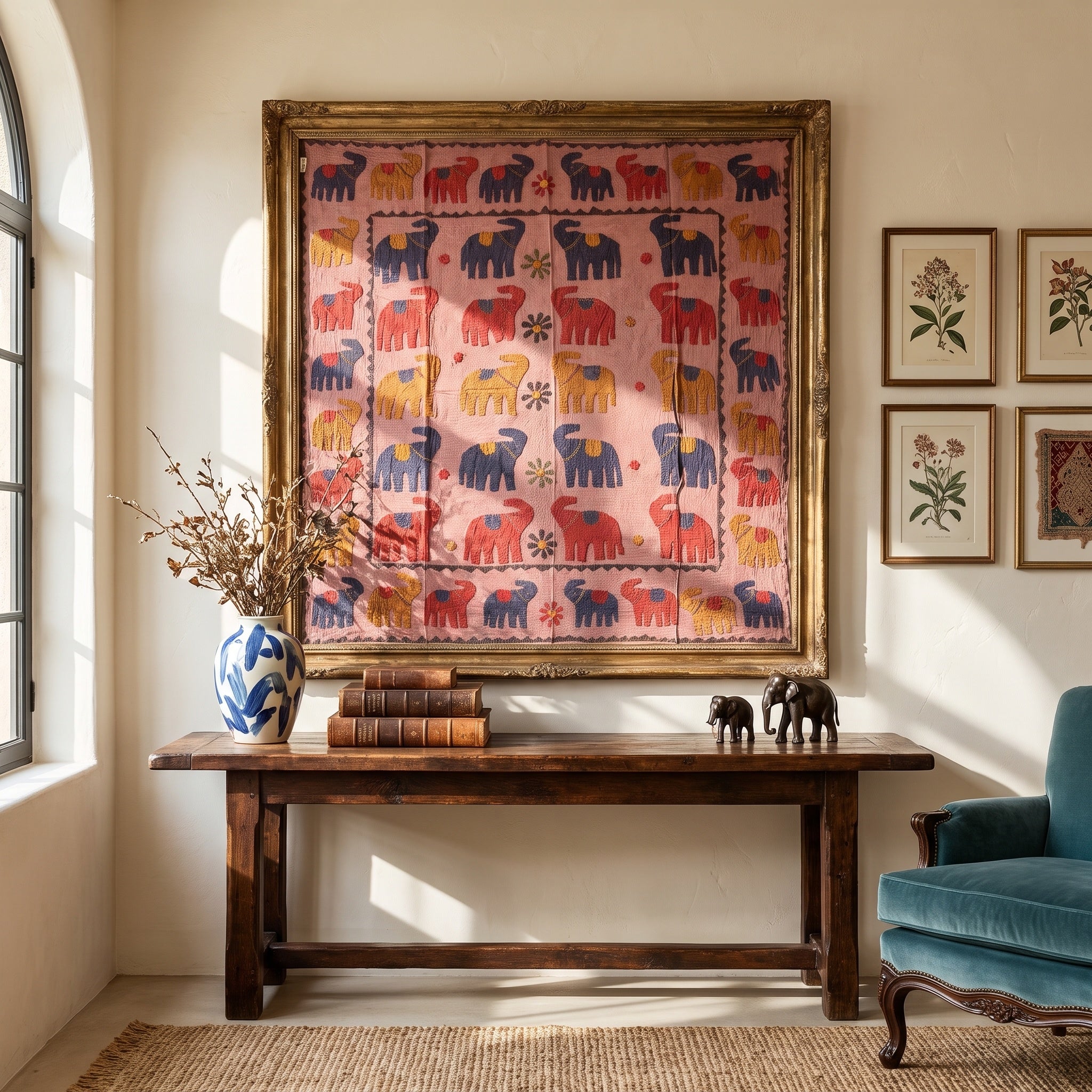 Serene Mist Appliqué Pure Cotton Wall Hanging