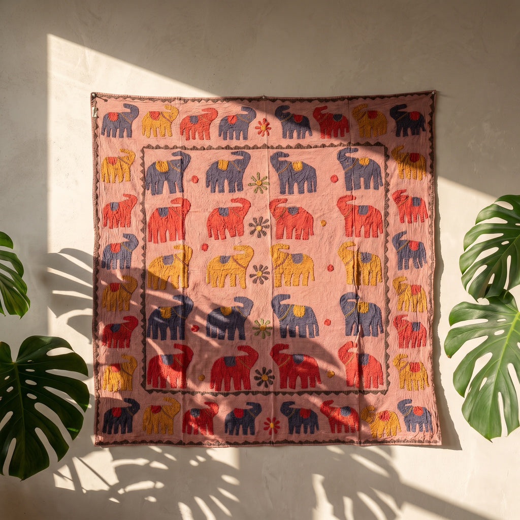 Serene Mist Appliqué Pure Cotton Wall Hanging
