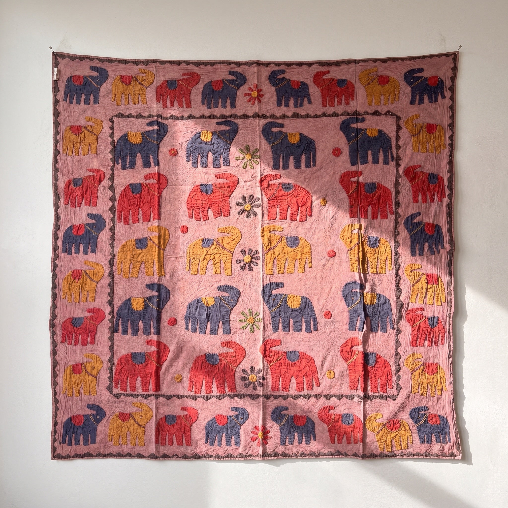Serene Mist Appliqué Pure Cotton Wall Hanging
