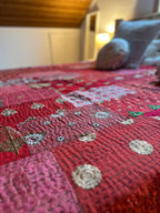 Serene Fern Luxury Patola Kantha Bedspread
