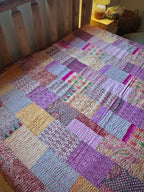 Silk Serene Cobalt Luxury Patola Kantha Bedspread