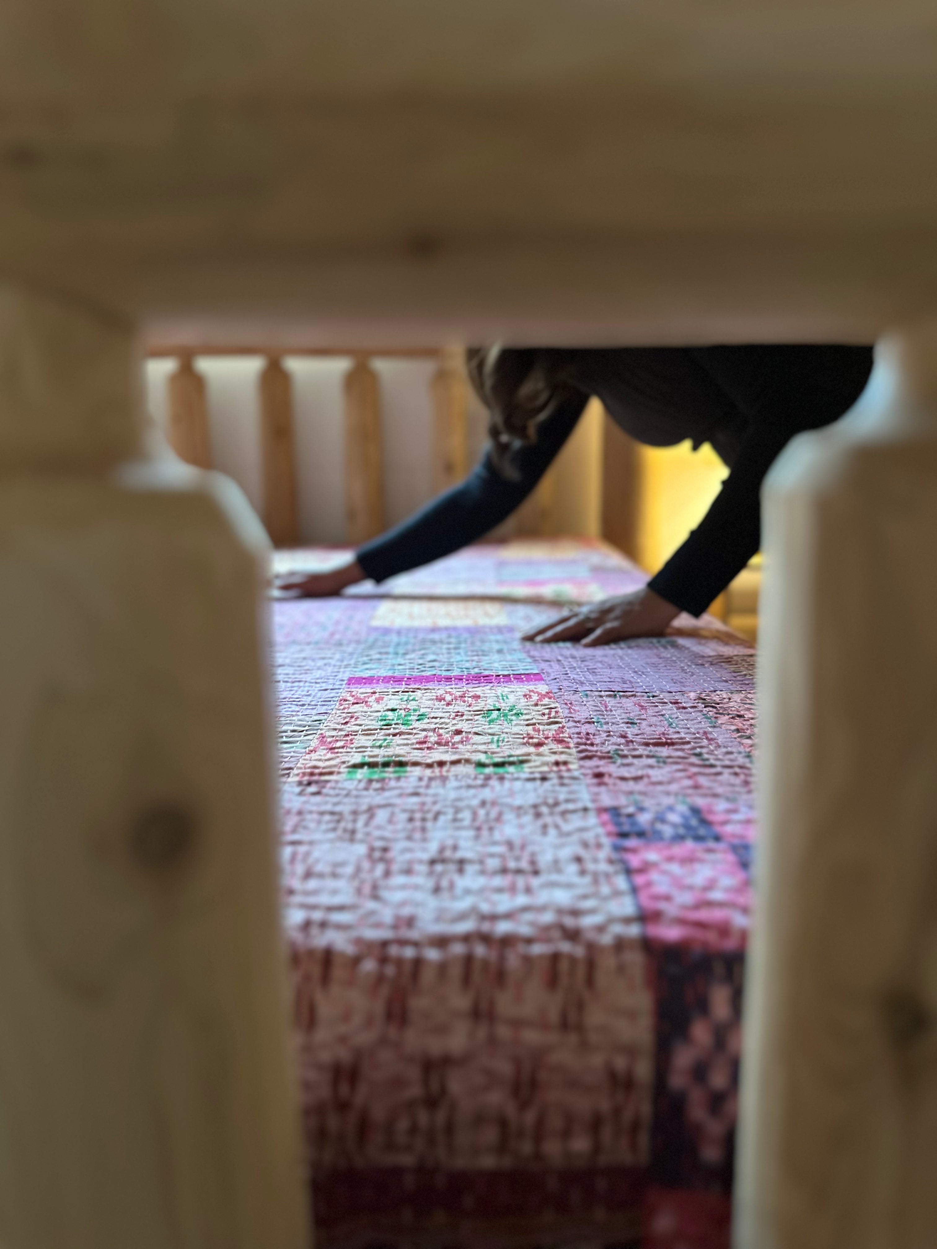 Silk Serene Cobalt Luxury Patola Kantha Bedspread