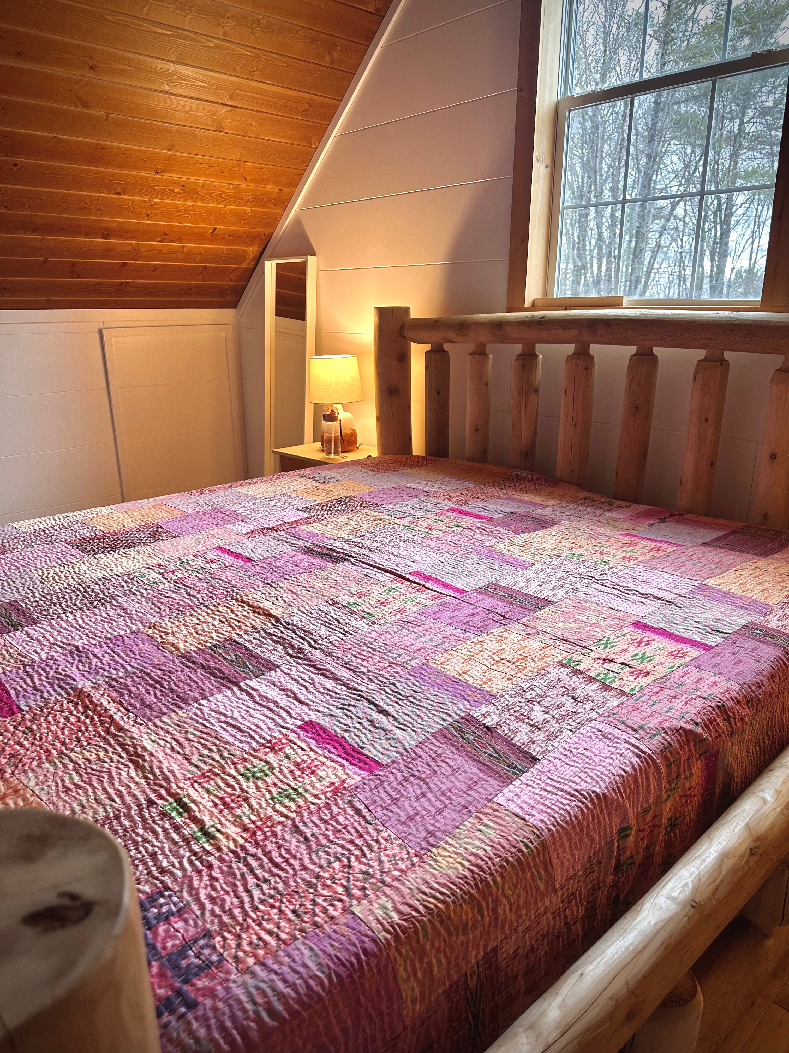 Silk Serene Cobalt Luxury Patola Kantha Bedspread