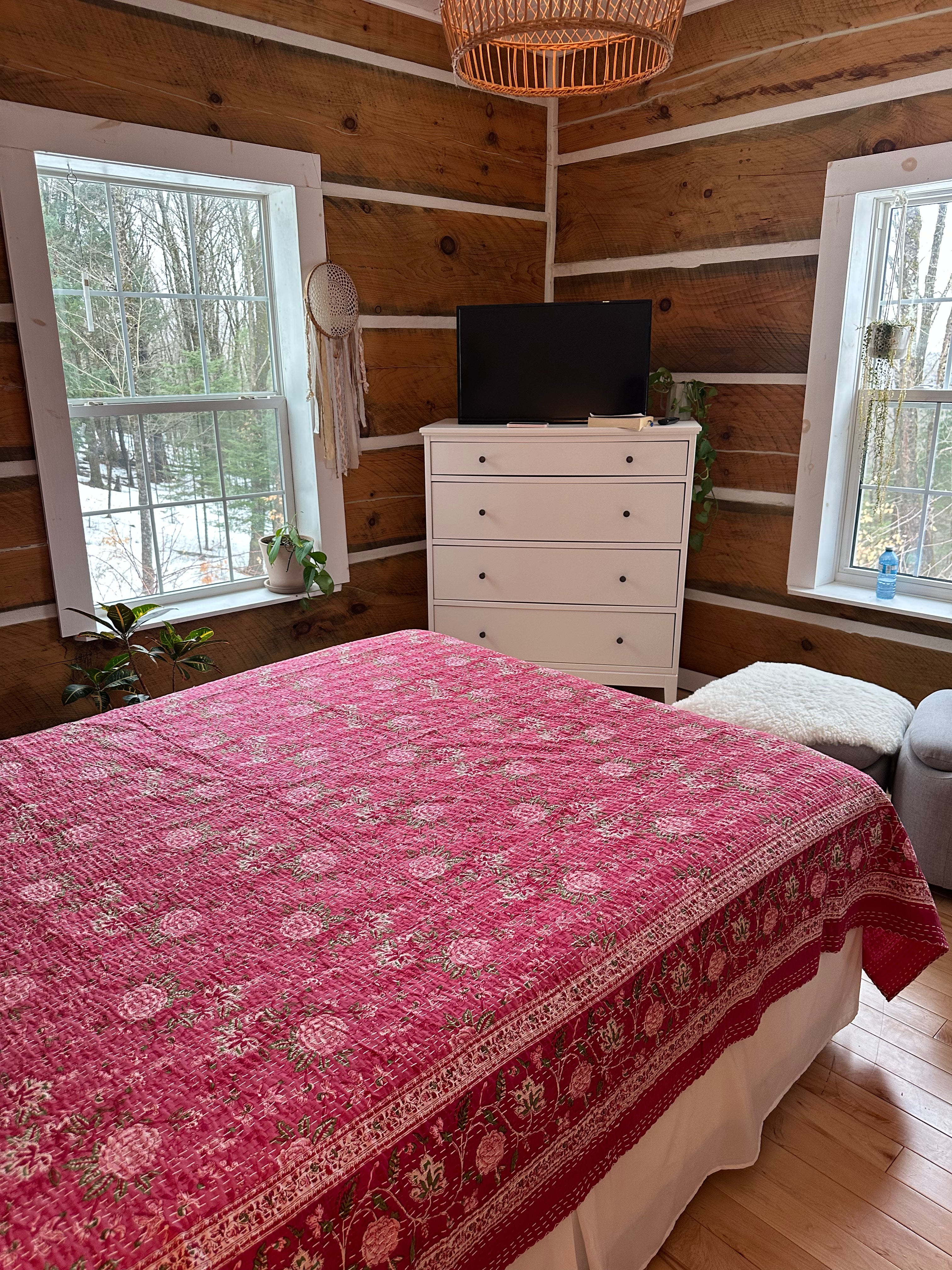 Rosemary Handmade Kantha Queen Bedspread