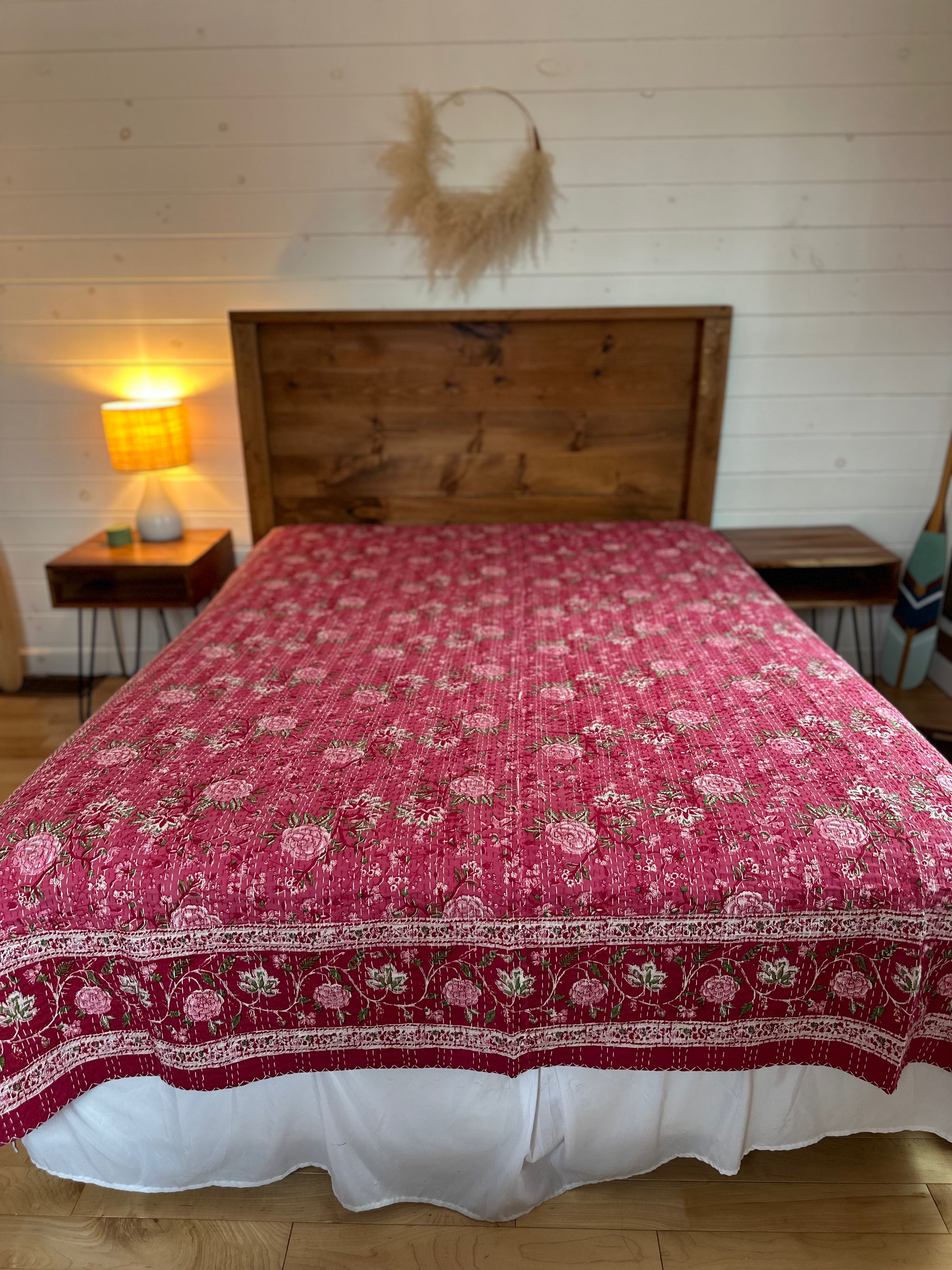 Rosemary Handmade Kantha Queen Bedspread