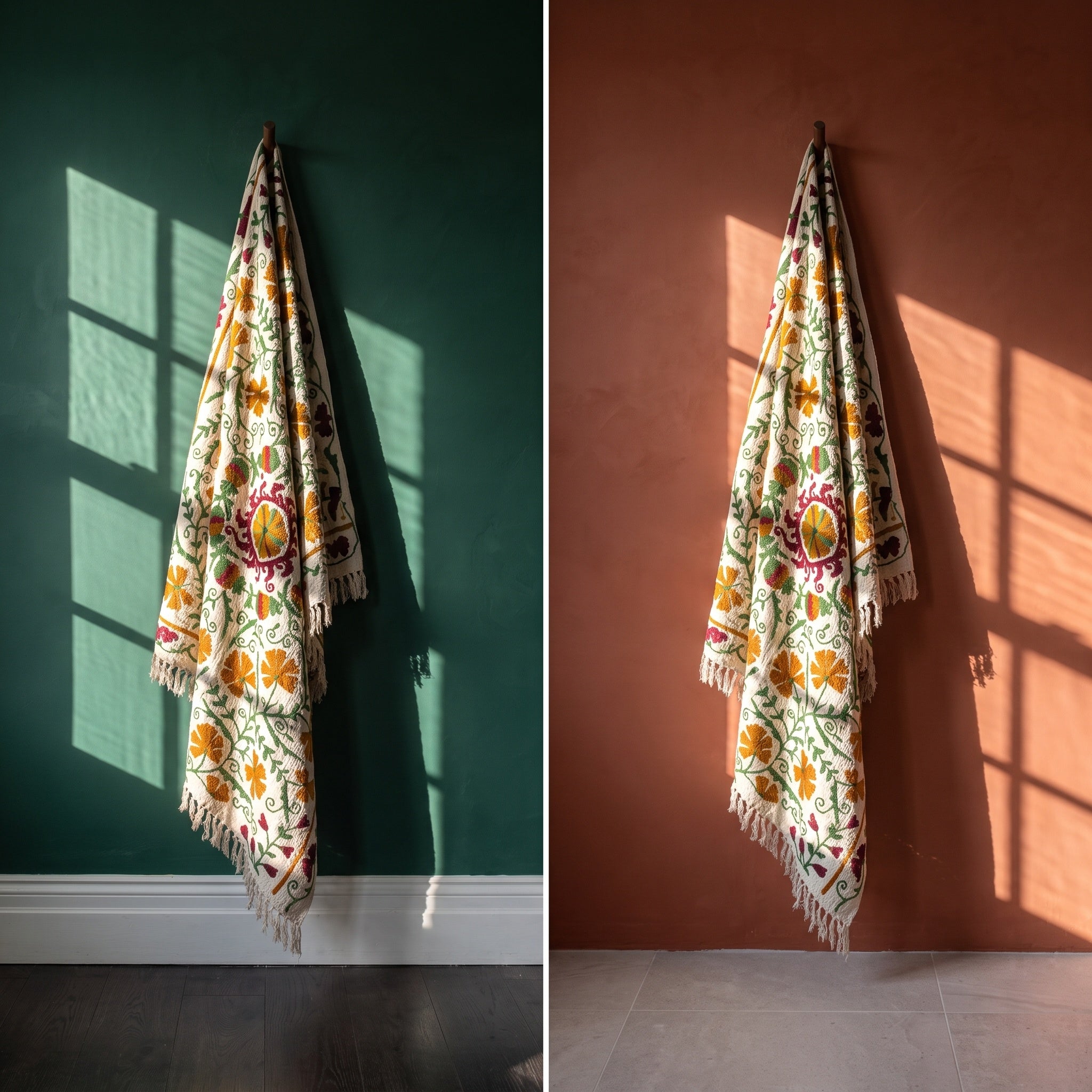 Botanical Bloom Suzani Weaved Cotton Throw