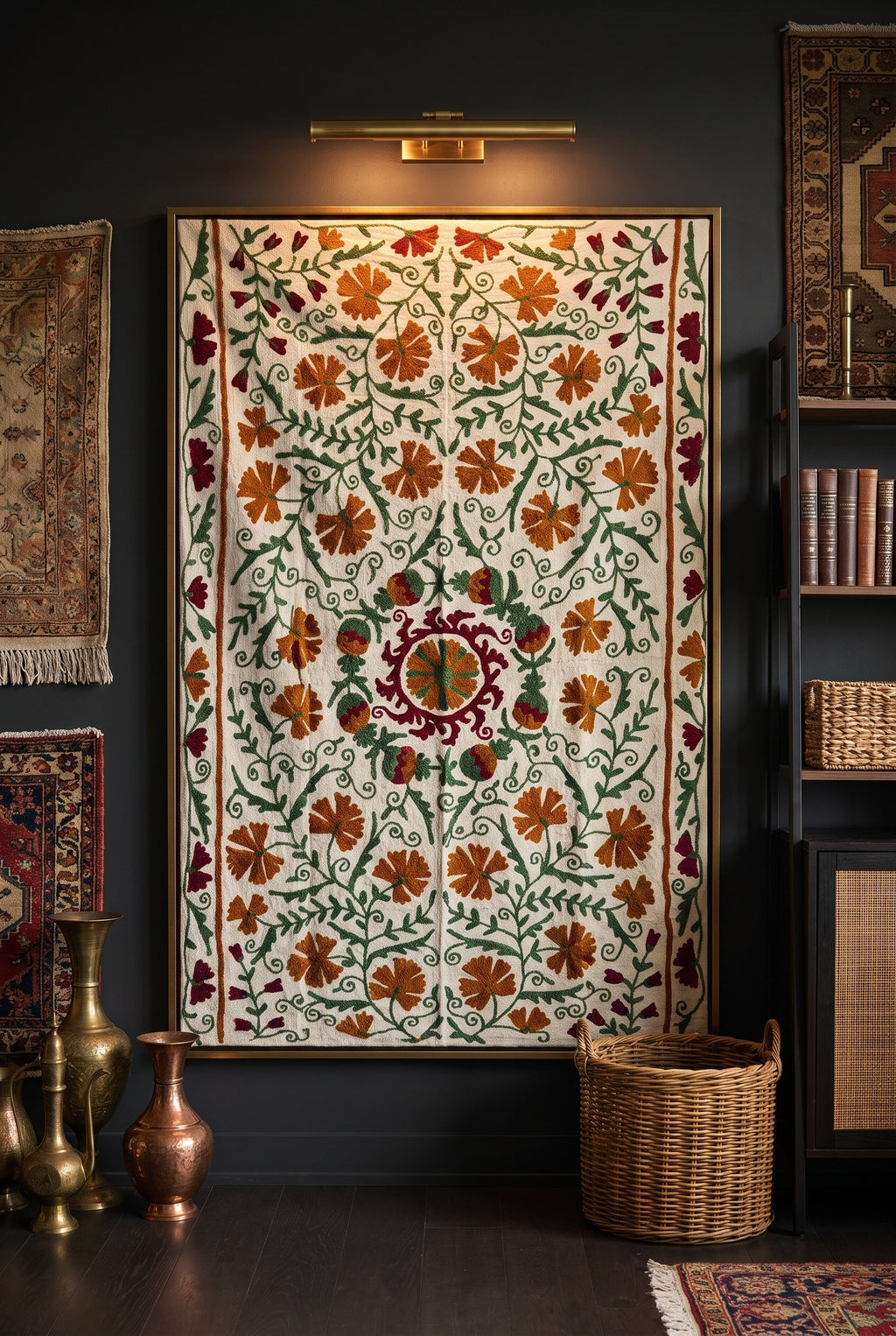 Botanical Bloom Suzani Weaved Cotton Throw