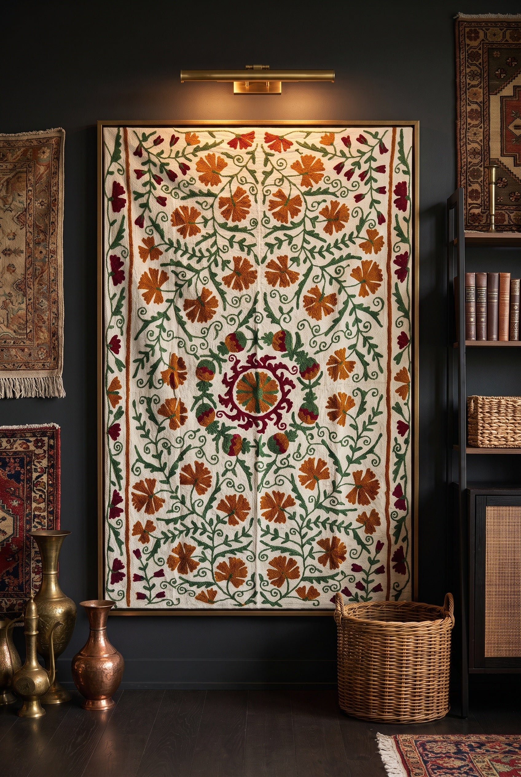 Botanical Bloom Suzani Weaved Cotton Throw