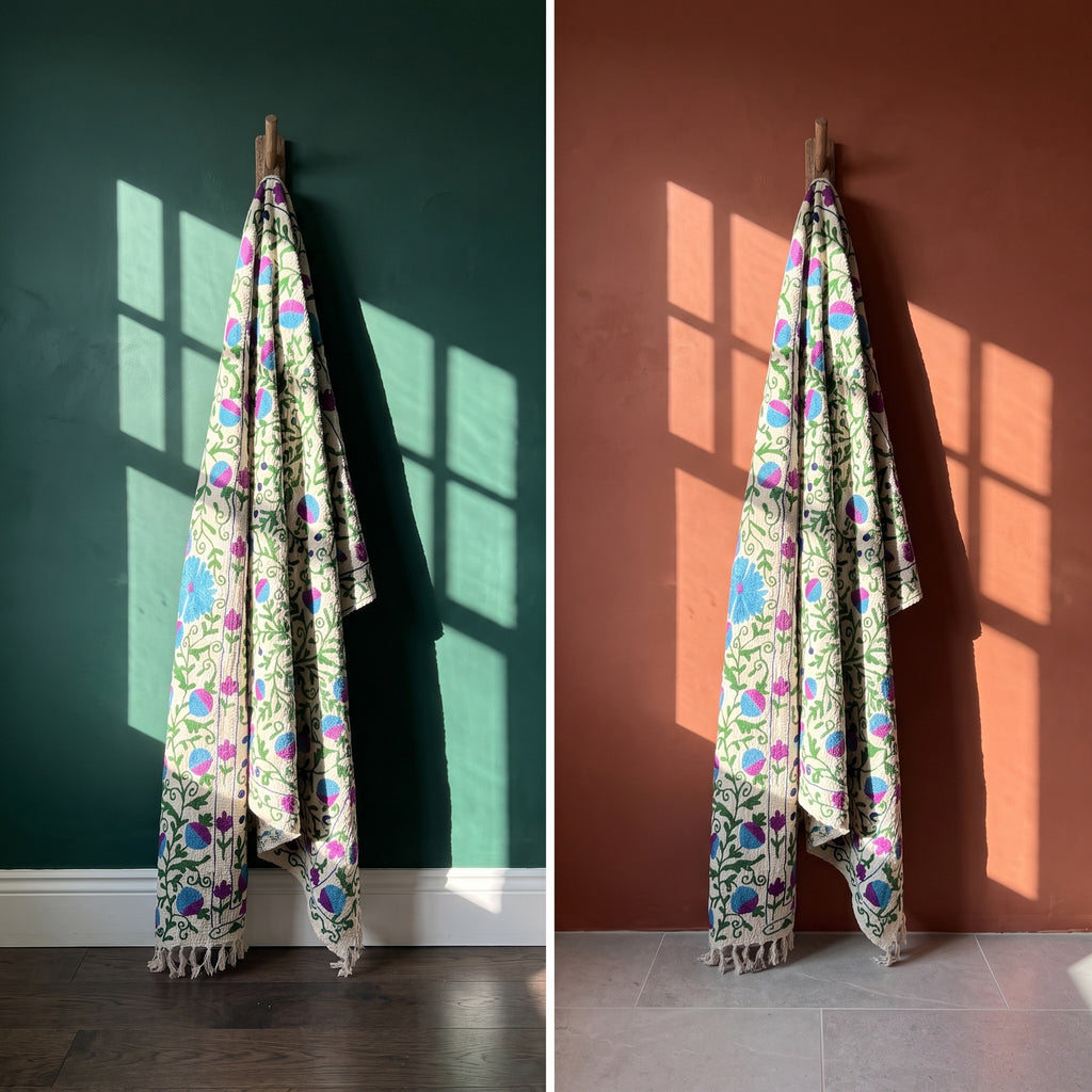 Gentle Glow Suzani Weaved Cotton Throw
