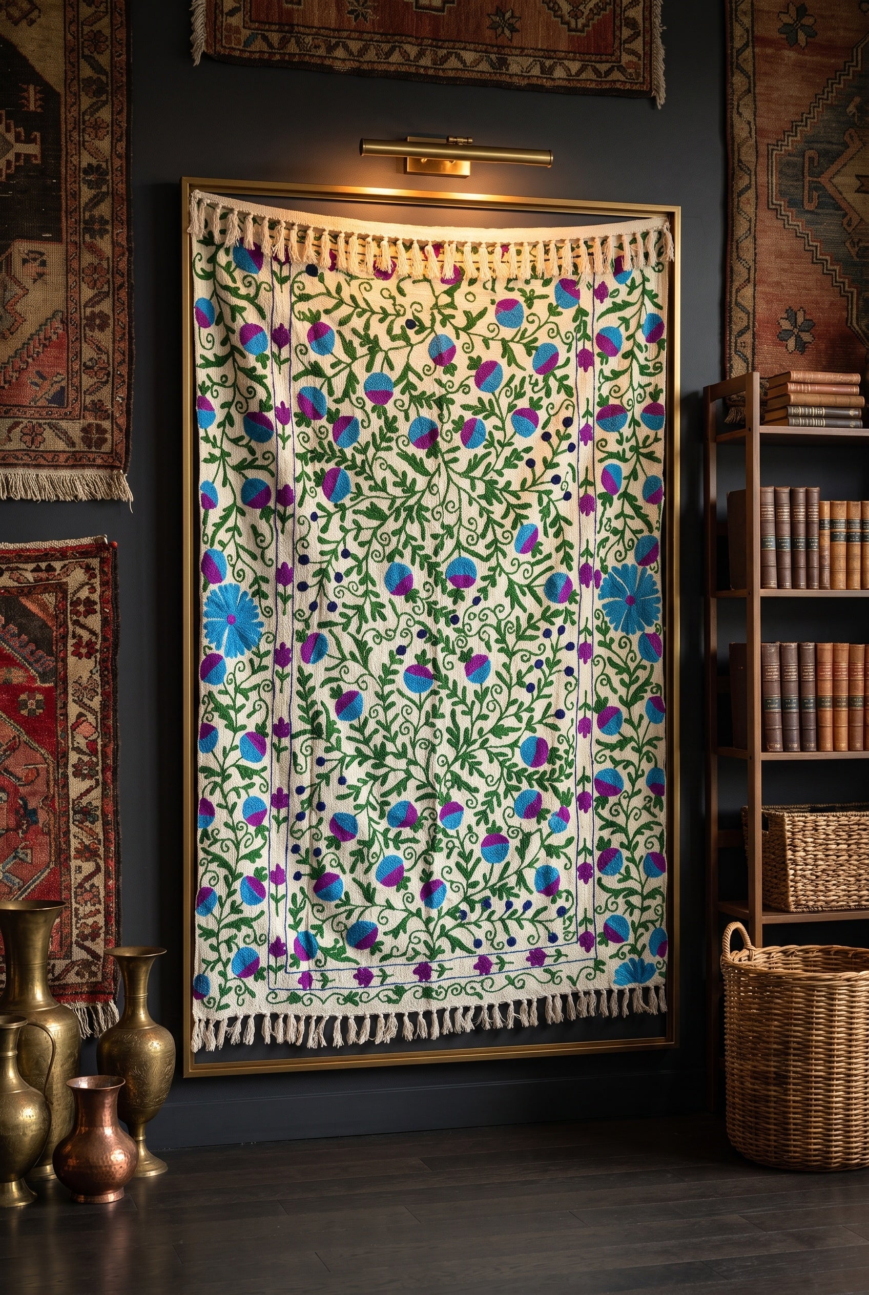 Gentle Glow Suzani Weaved Cotton Throw