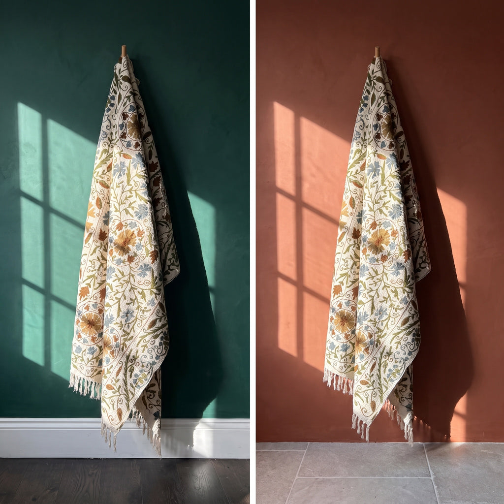 Whisper Glow Suzani weaved Throw