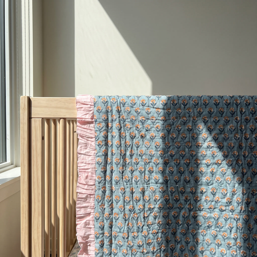 River Stone 100% Cotton Reversible Handmade Artisanal Baby Blanket