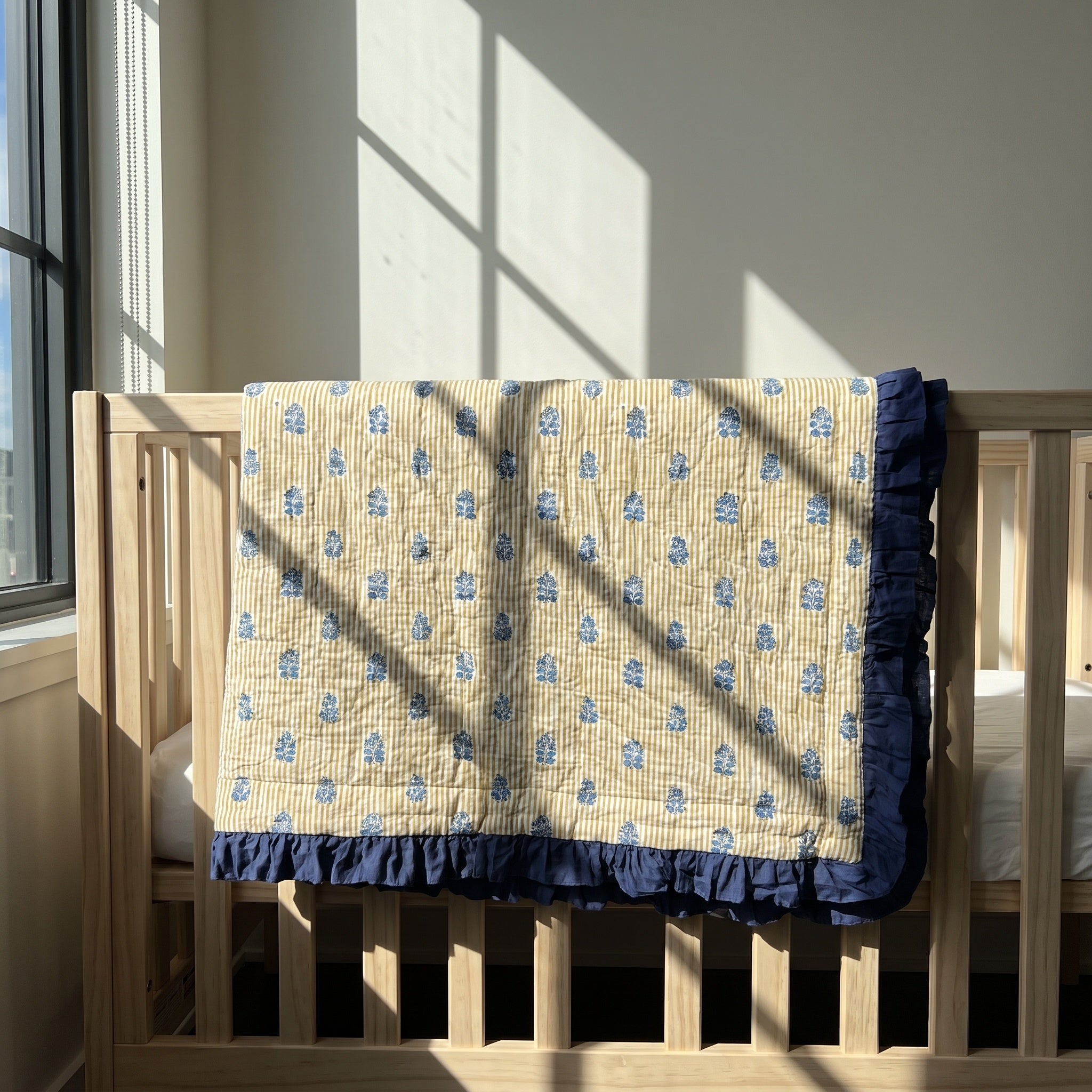 Maple Bloom 100% Cotton Reversible Handmade Artisanal Baby Blanket