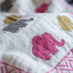 Elephant Dreams - 100% cotton, Reversible Hand Made Artisnal Baby Quilt