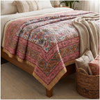 Mist Cobalt Handmade Kantha Bedspread