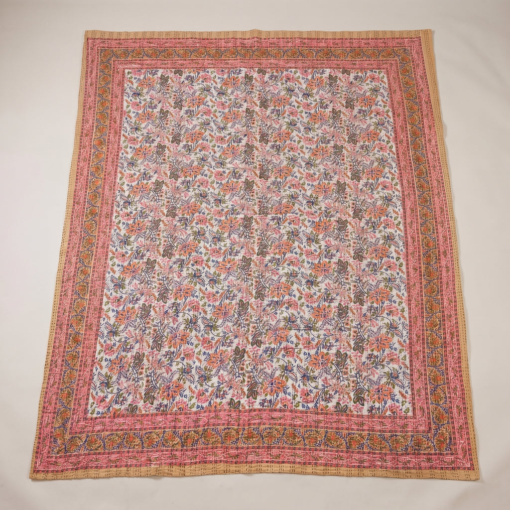 Mist Cobalt Handmade Kantha Bedspread