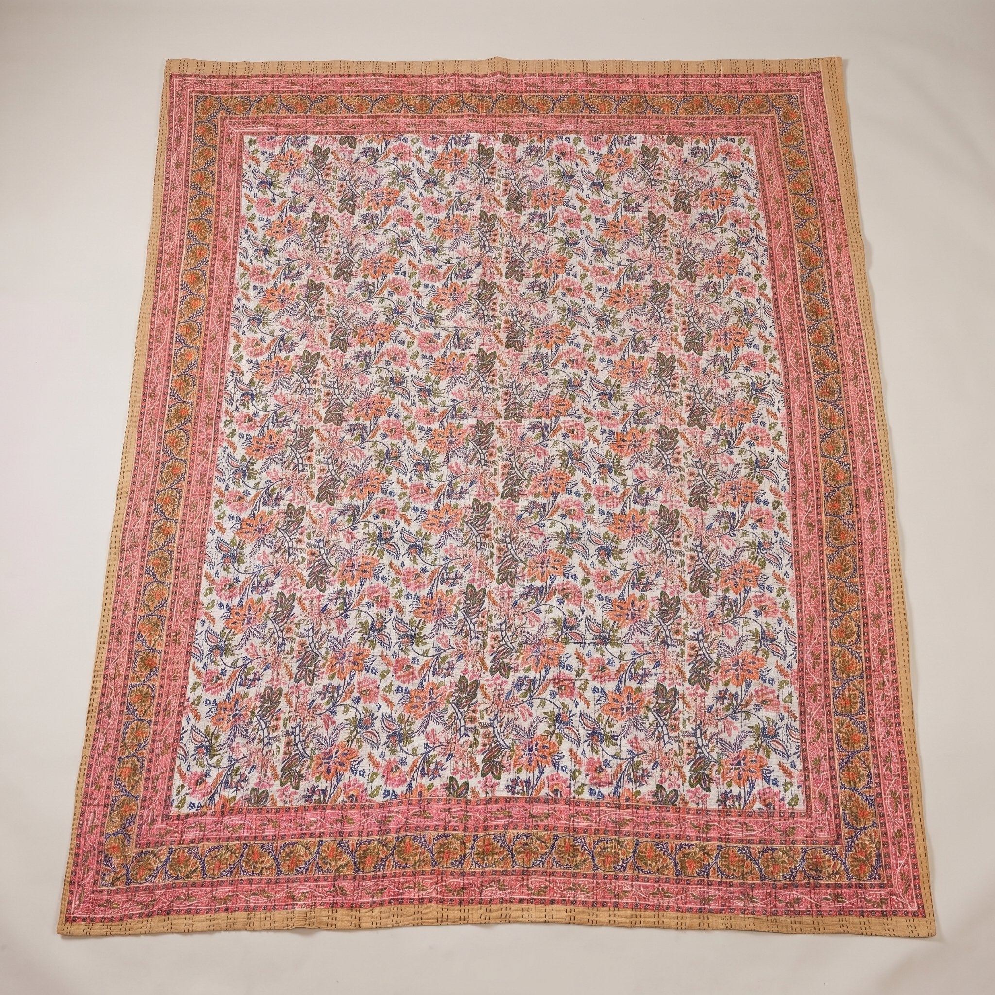 Mist Cobalt Handmade Kantha Bedspread