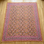 Fern Marigold Handmade Kantha Queen Bedspread