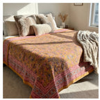 Fern Marigold Handmade Kantha Queen Bedspread