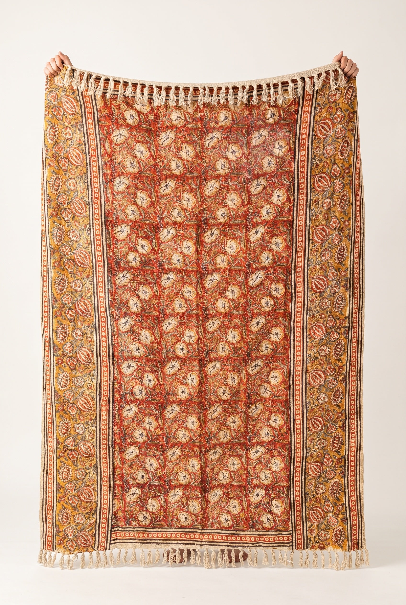 Whispering Fern Handmade Bagru Block Print Throw