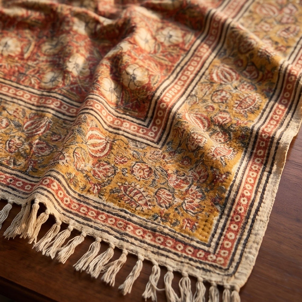 Whispering Fern Handmade Bagru Block Print Throw