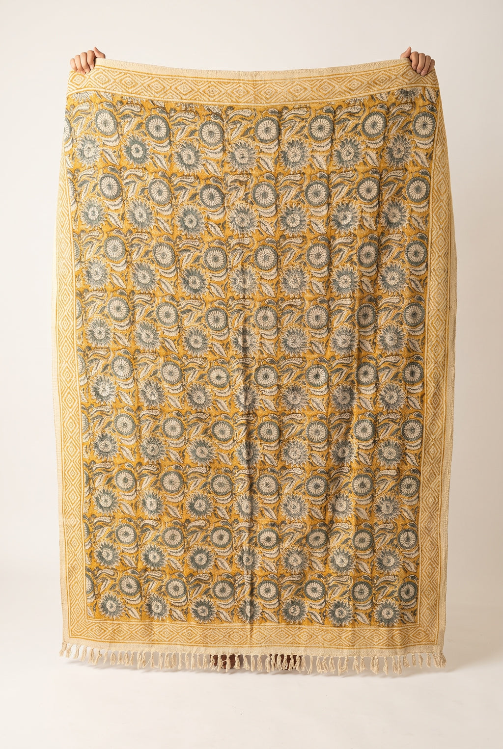 Ochre Rust Handmade Bagru Block Print Throw