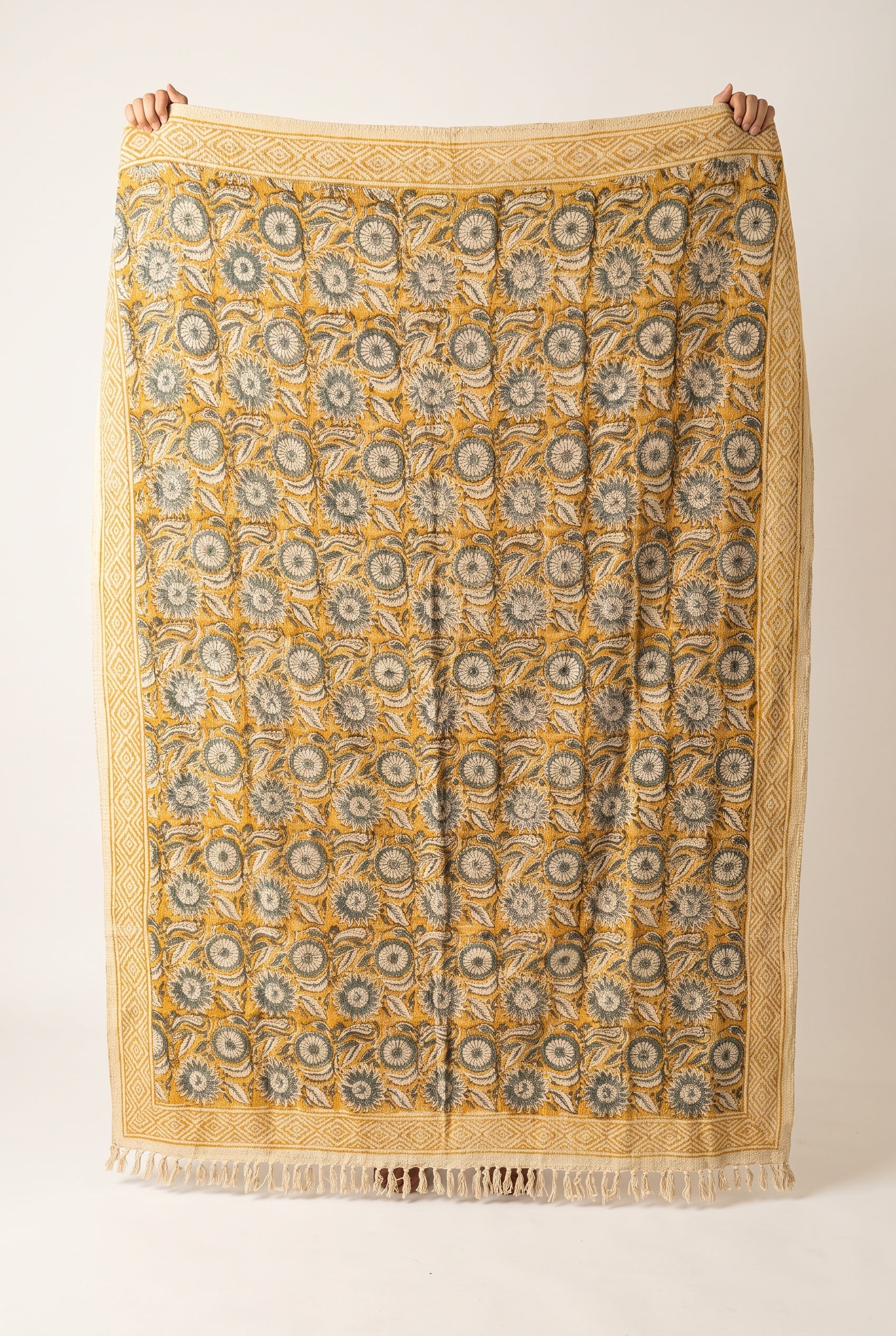 Ochre Rust Handmade Bagru Block Print Throw