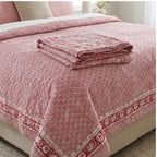 Stone Terracotta Handmade Kantha Queen Bedspread