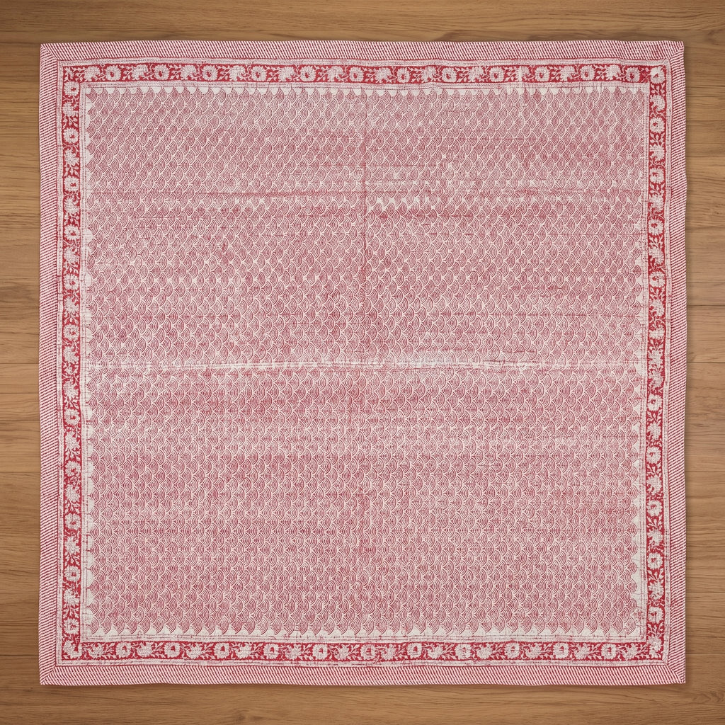 Stone Terracotta Handmade Kantha Queen Bedspread