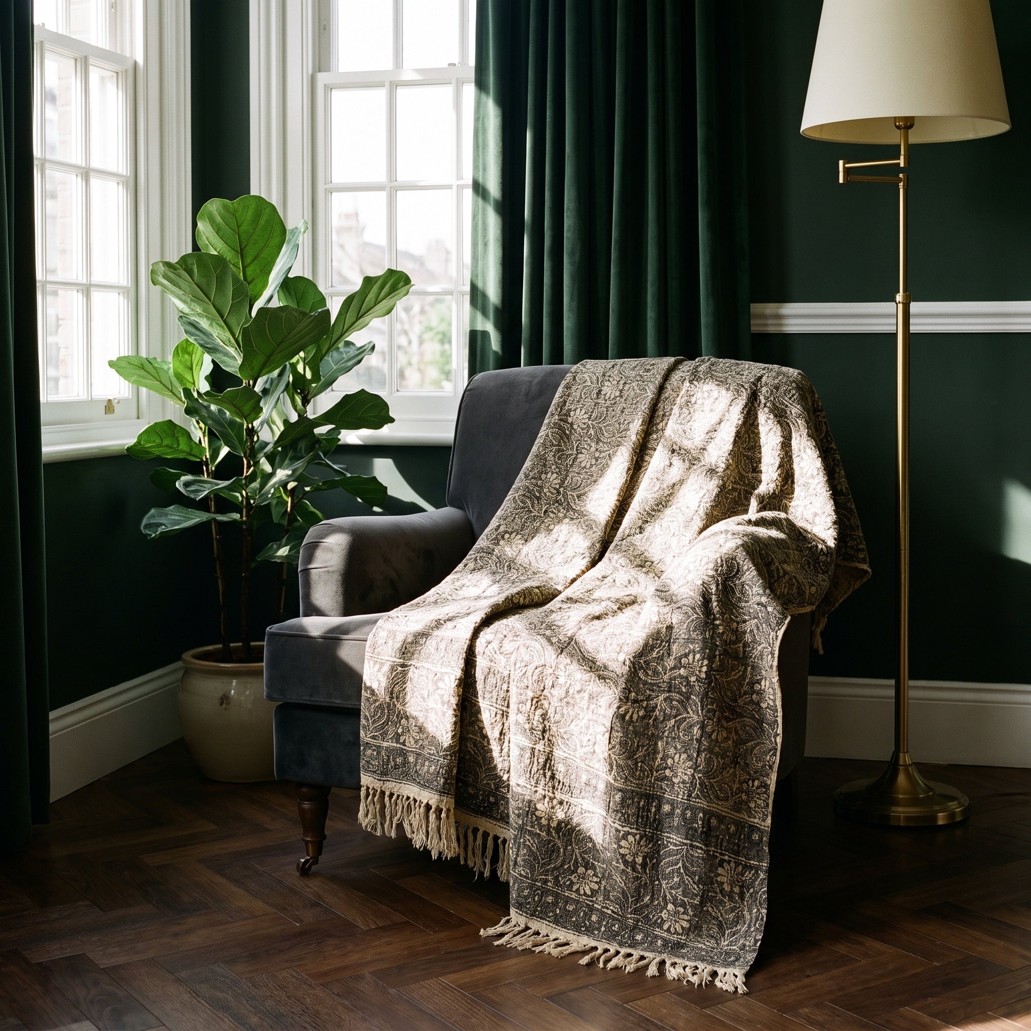 Terracotta Rhapsody Handmade Bagru Block Print Throw