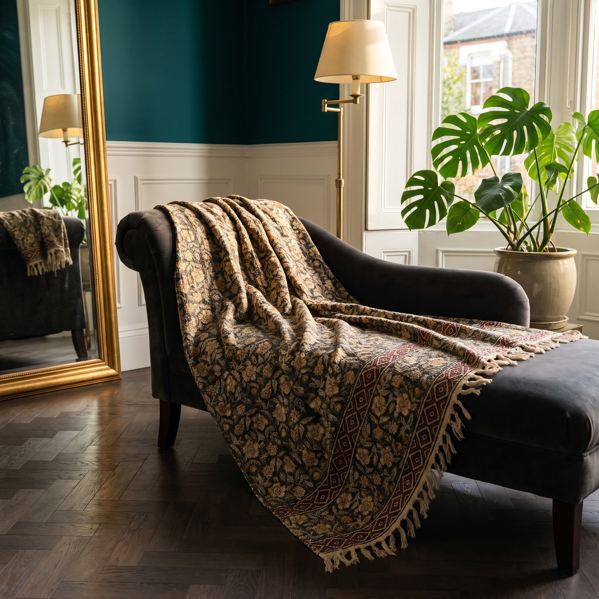 Midnight Indigo Handmade Bagru Block Print Throw