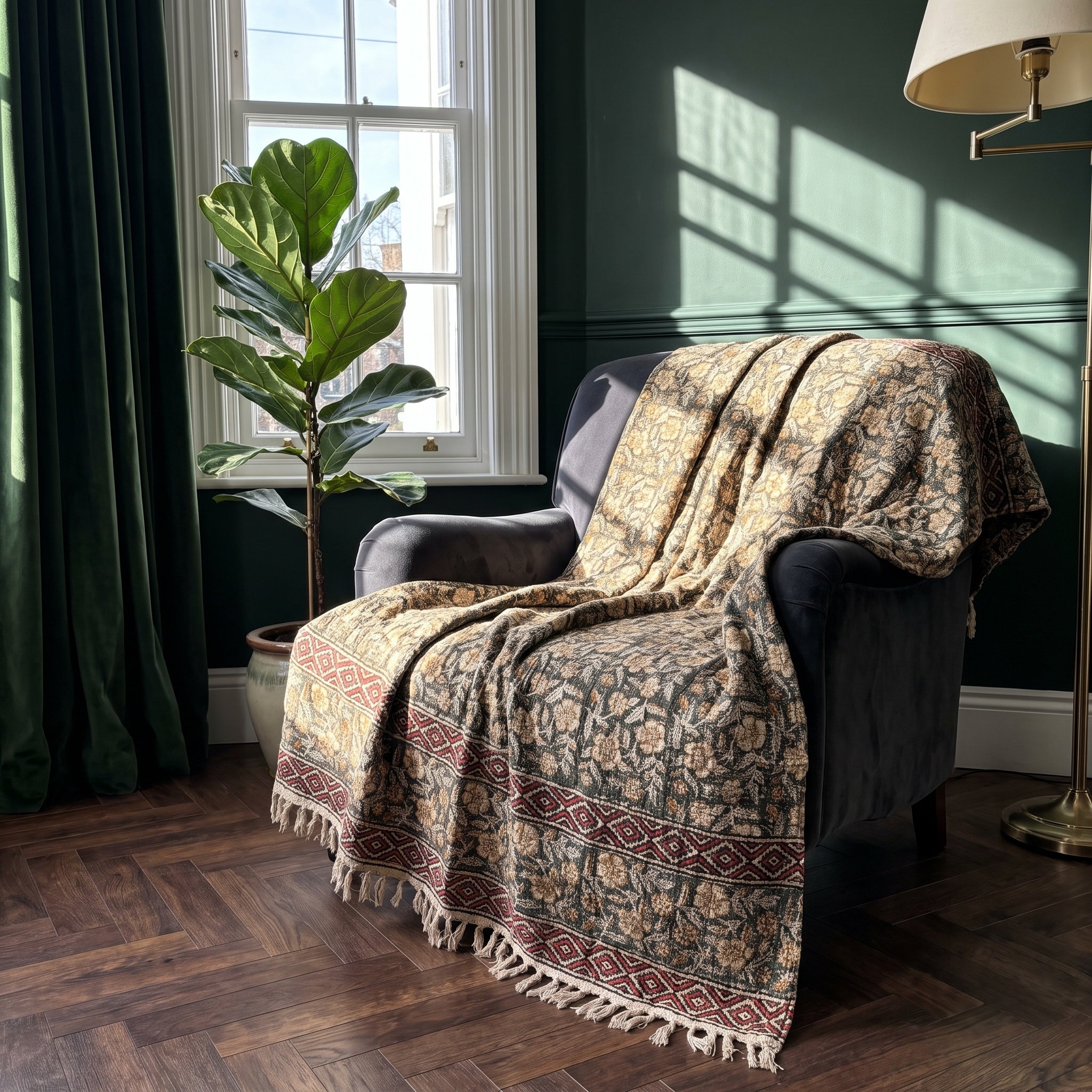 Midnight Indigo Handmade Bagru Block Print Throw