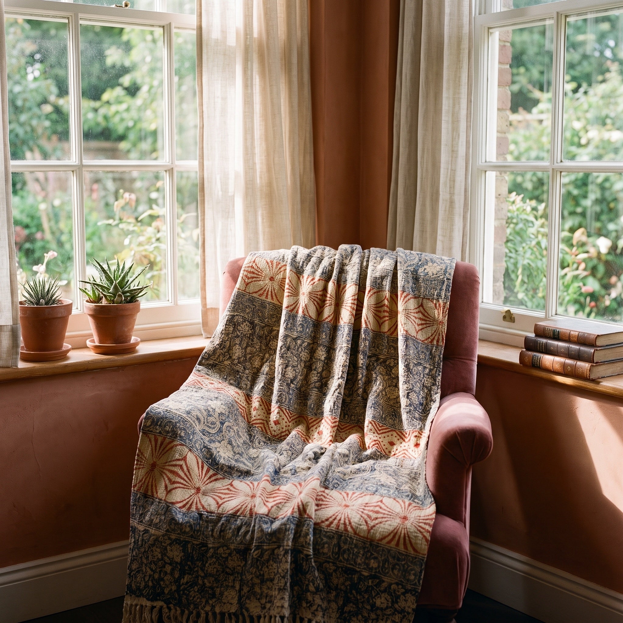 Terracotta Heritage Handmade Bagru Block Print Throw