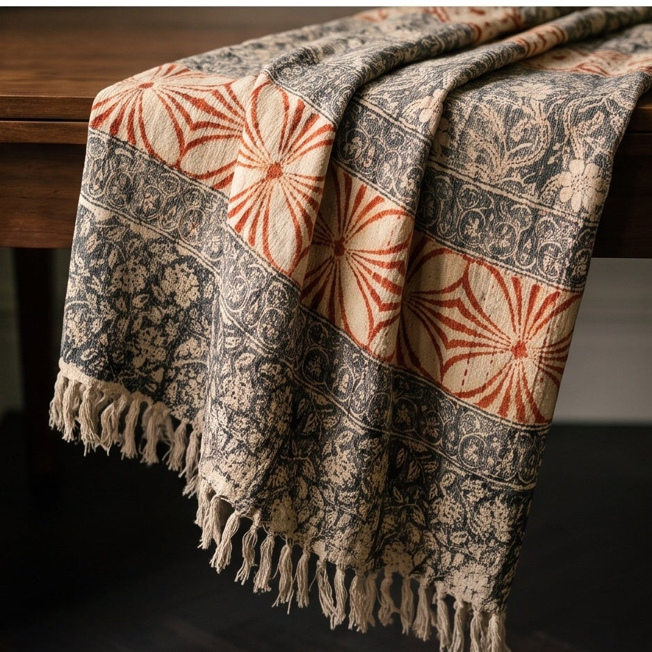 Terracotta Heritage Handmade Bagru Block Print Throw