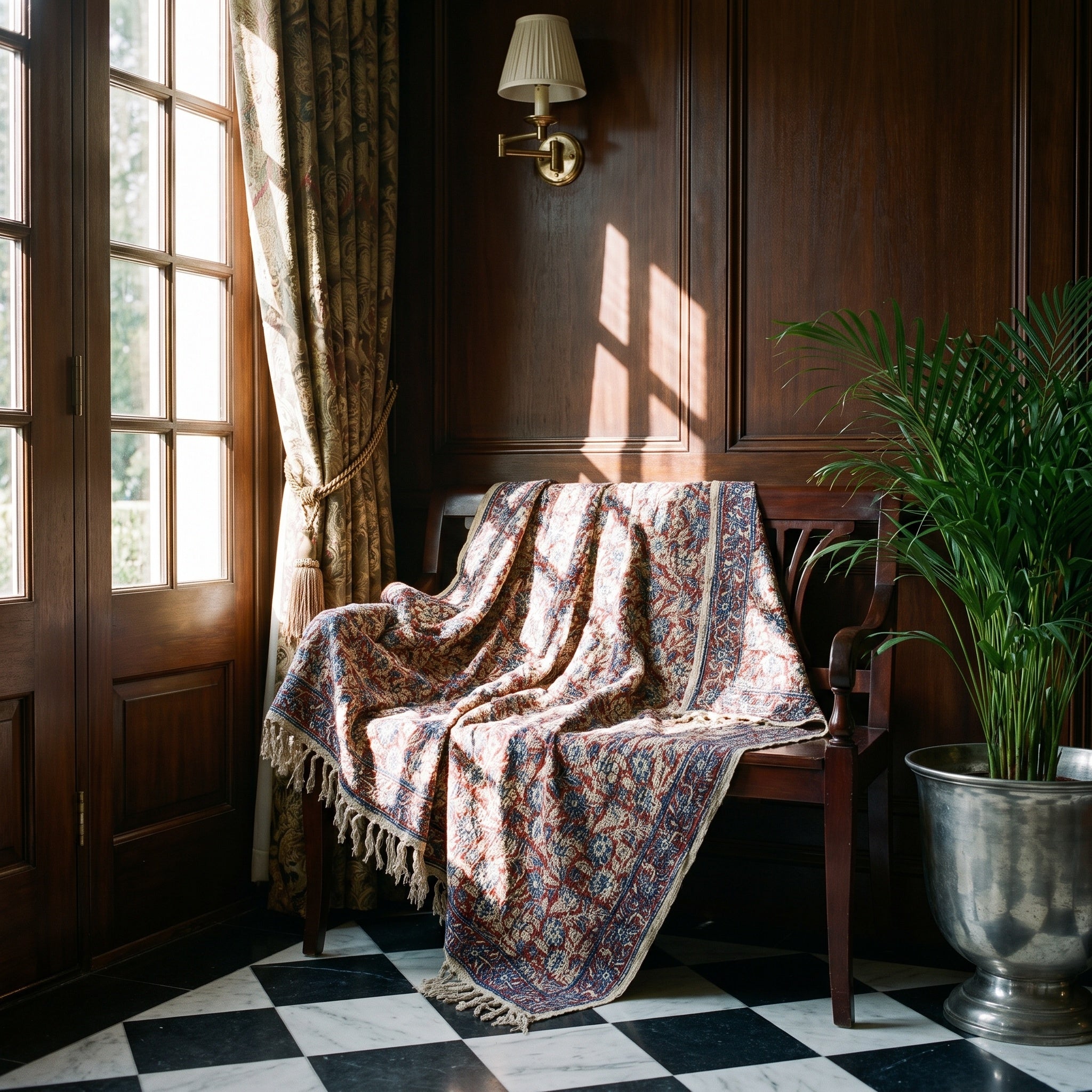 Verdant Fern Handmade Bagru Block Print Throw