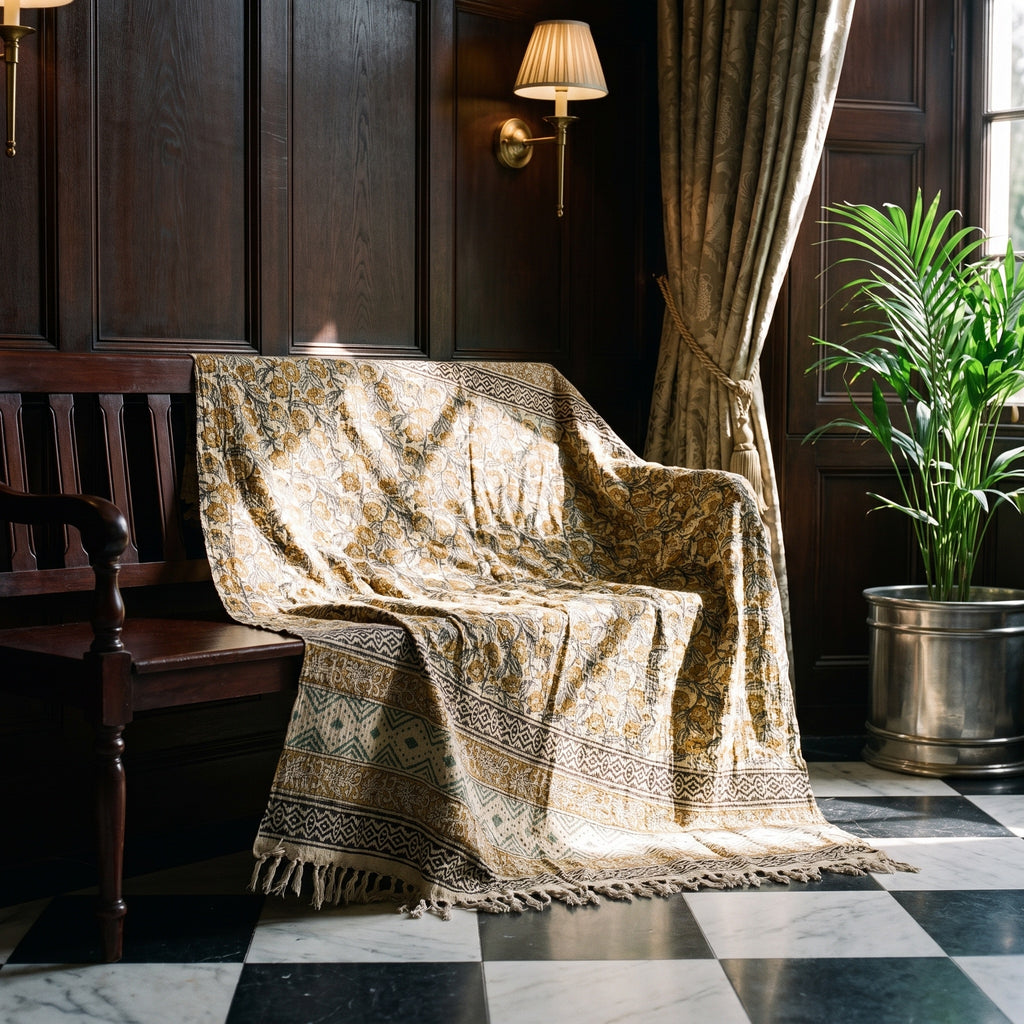 Sky Dawn Handmade Bagru Block Print Throw