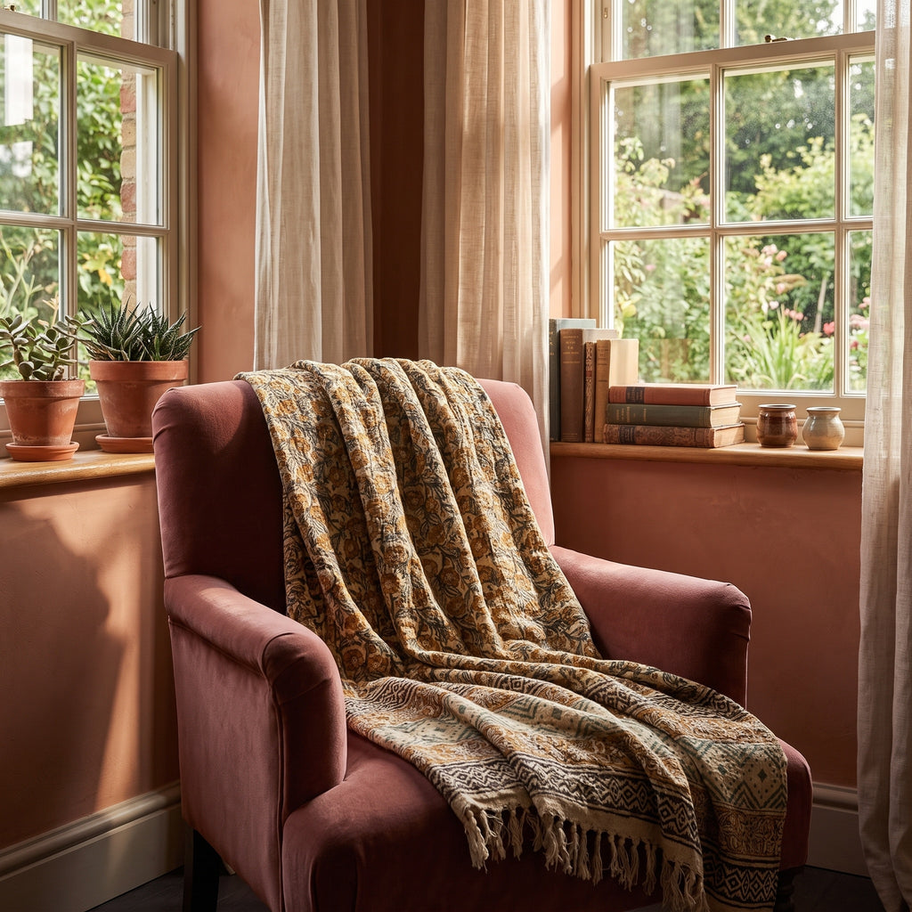 Sky Dawn Handmade Bagru Block Print Throw