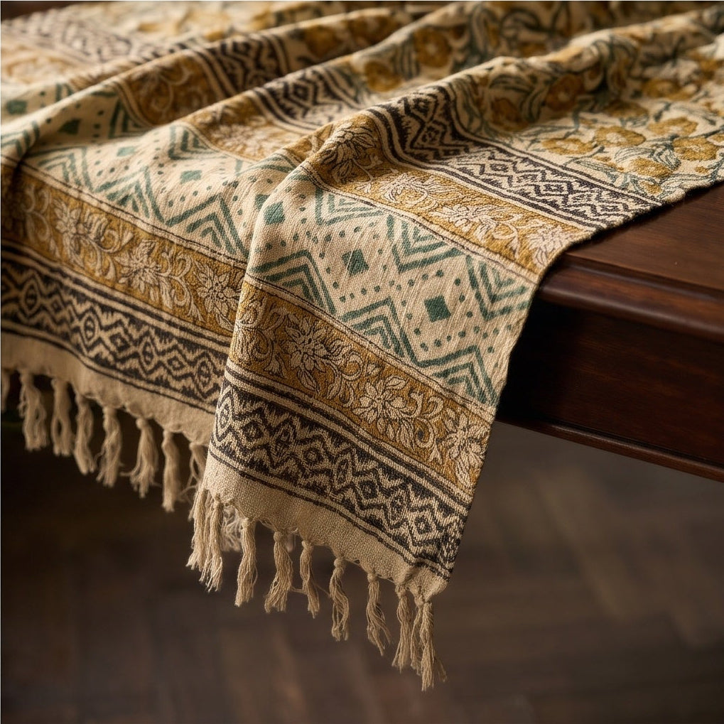 Sky Dawn Handmade Bagru Block Print Throw