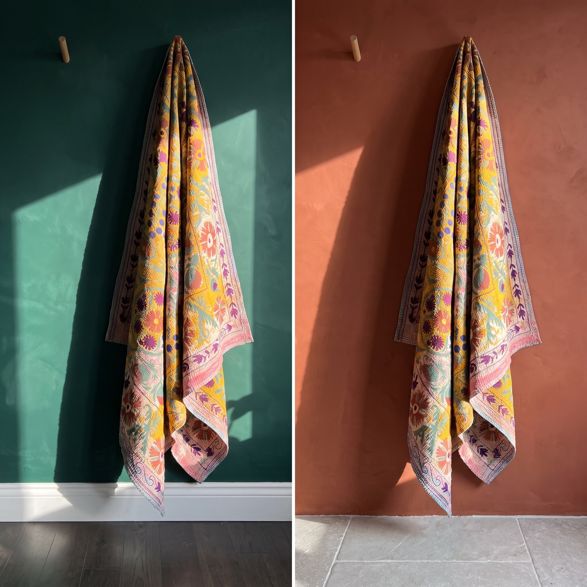 Fable Tide Reversible Luxury Vintage Suzani Kantha Throw