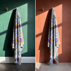 Fern Bloom Reversible Luxury Vintage Suzani Kantha Throw