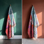 Fern Bloom Reversible Luxury Vintage Suzani Kantha Throw