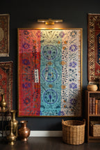 Fern Bloom Reversible Luxury Vintage Suzani Kantha Throw
