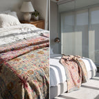 Wandering Verse Reversible Luxury Vintage Suzani Kantha Throw