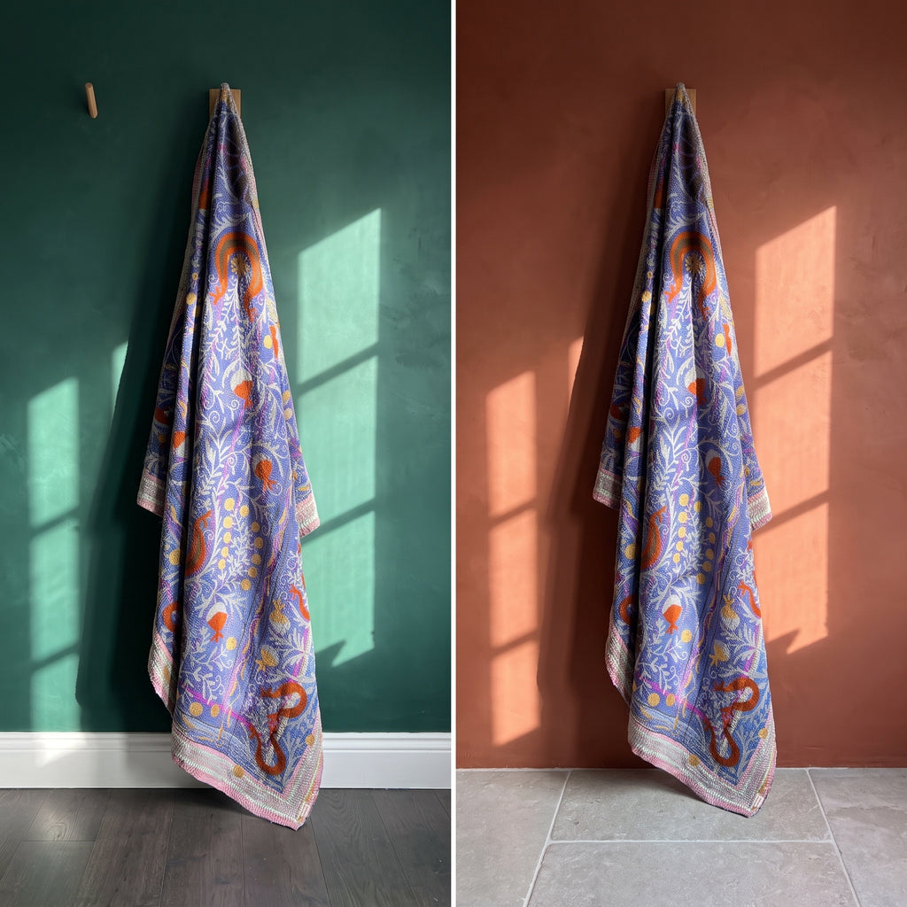 Zen Passage Reversible Luxury Vintage Suzani Kantha Throw